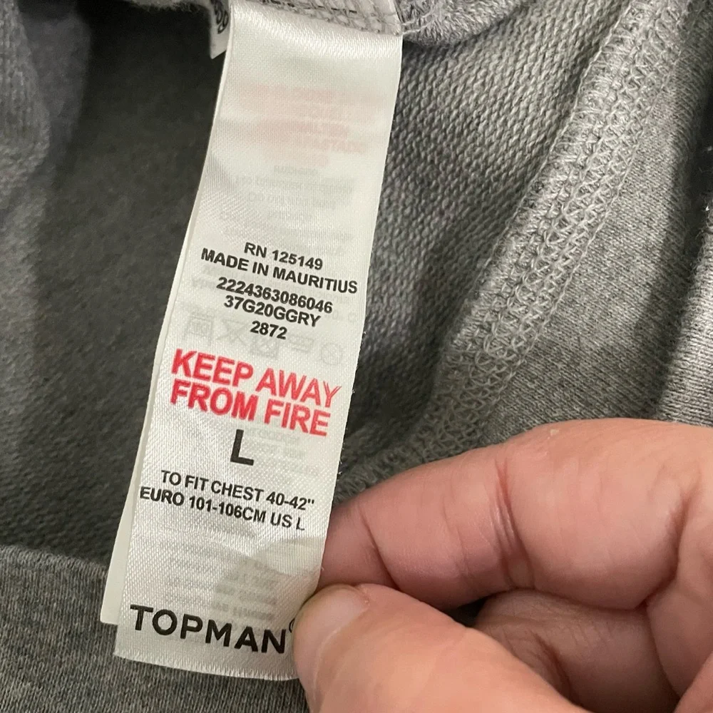 Topman Charcoal‎ Crewneck Sweatshirt with Burgundy Highlights Size Large